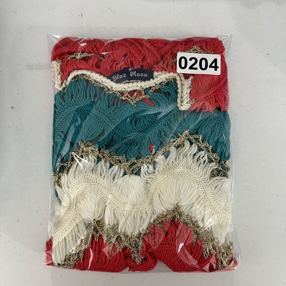 Blue Moon Womens M Multicolor Chevron Crochet Tank Top Open Knit Artsy Boho - Picture 9 of 9